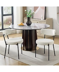 gaomon Set of 2 Mid Century Boucle Upholstered Dining Chairs, Curved Back Design Kitchen Seating