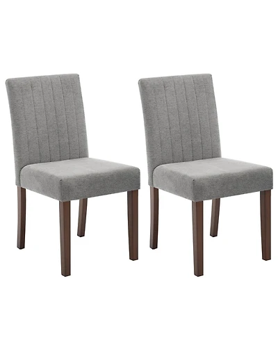 gaomon Set of 2 Modern Vertical Stripe Fabric Dining Chairs, Upholstered Kitchen Side Seating with Solid Wood Legs