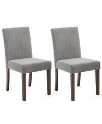 gaomon Set of 2 Modern Vertical Stripe Fabric Dining Chairs, Upholstered Kitchen Side Seating with Solid Wood Legs