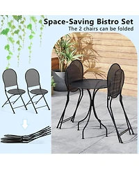 Gouun 3-Piece Metal Folding Patio Bistro Set with Round Table