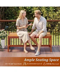Gouun 44 In Solid Hardwood Outdoor Patio Bench with Teak Oil Finish 530 Lb Capacity