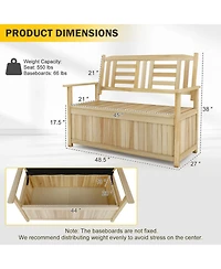 Gouun 2-Person Outdoor Garden Bench with 49 Gal Storage Compartment and Backrest