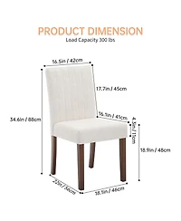 gaomon Set of 2 Modern Vertical Stripe Fabric Dining Chairs, Upholstered Kitchen Side Seating with Solid Wood Legs
