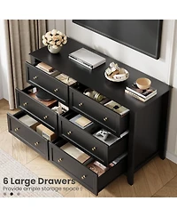 gaomon 6 Drawer Dresser for Bedroom, 54" Wide Large Dresser with Deep Drawers and Metal Knobs, Modern Wooden Chests of Drawers for Entryway