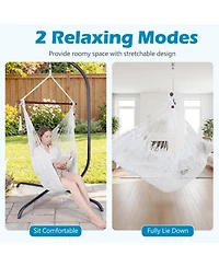 Gouun Caribbean Style Hammock Chair Metal Spreader Bar Soft-Spun Rope Swing