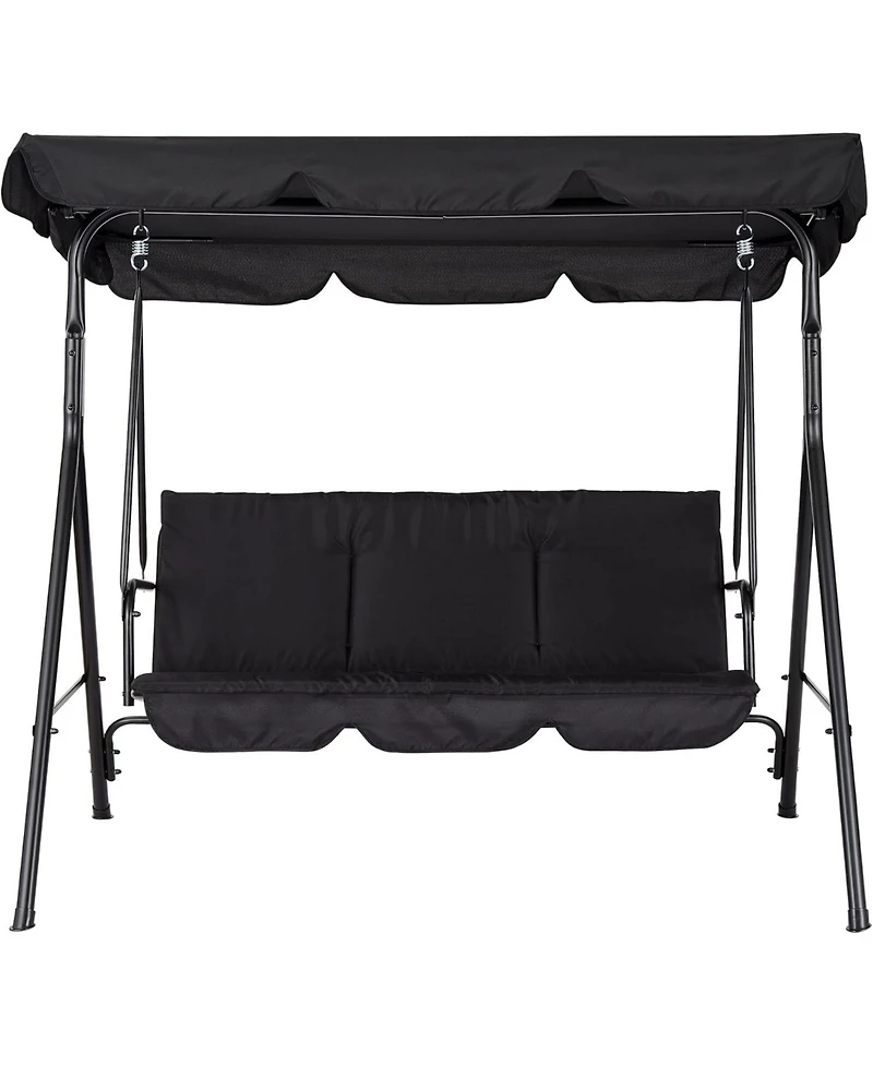 gaomon Outdoor 3-Seat Patio Swing with Adjustable Canopy and Stand, Heavy-Duty Steel Frame, 600 lbs Capacity