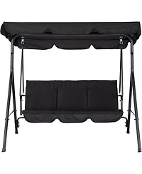 gaomon Outdoor 3-Seat Patio Swing with Adjustable Canopy and Stand, Heavy-Duty Steel Frame, 600 lbs Capacity
