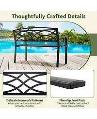 Sugift Metal Garden Bench with Curved Armrests and Slatted Backrest