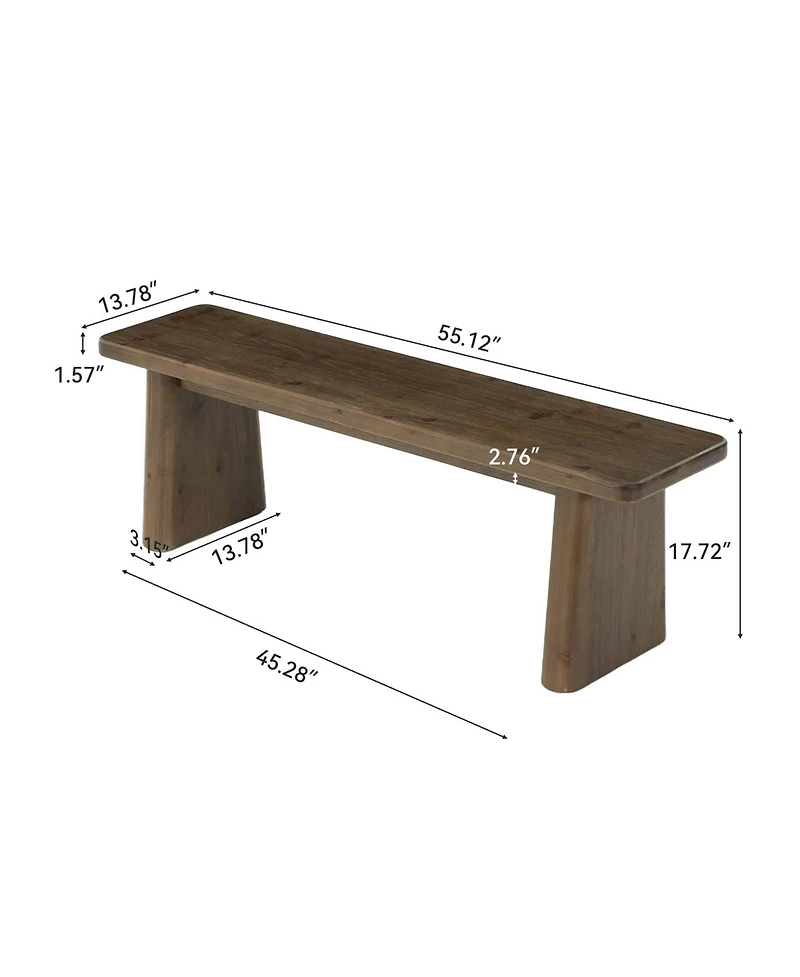 Tribesigns 55.1" Solid Wood Dining Bench, Farmhouse Kitchen Bench for Dining Room, Entryway, End of Bed Seating Bench