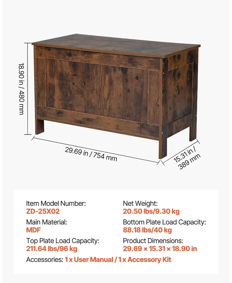 Gouun Kids Storage Bench Wooden Toy Box Chest with Safety Hinge and Large Storage