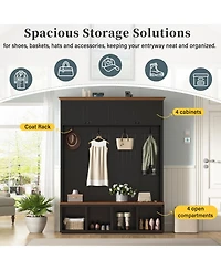 Boyel Living Hall Tree with 6 Hooks and Storage Bench for Entryway Hallway