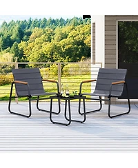Sugift 3-Piece Fabric Patio Bistro Set with Tempered Glass Side Table