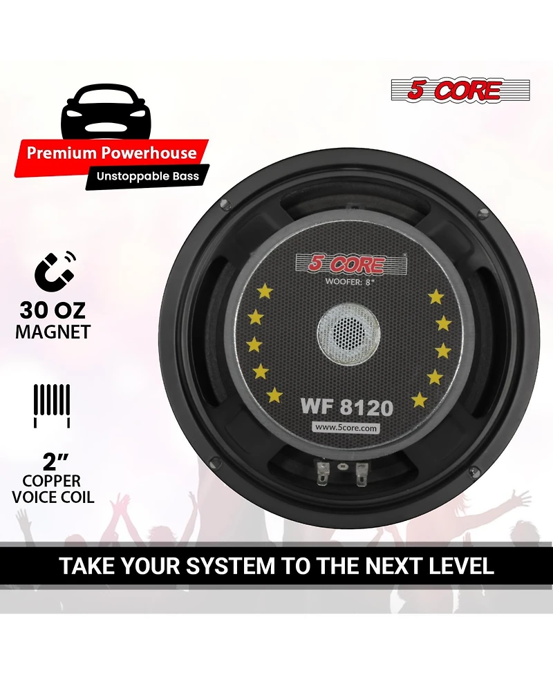 5 Core Car Subwoofer 2Pieces 10inch 3000W Pro Audio Deep Bass Component Sub Woofer 4Ohm Replacement Speaker