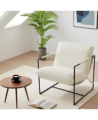 gaomon Modern Plush Sling Accent Chair, Shredded Foam Upholstery and Sturdy Metal Frame Comfy Lounge Chair for Home