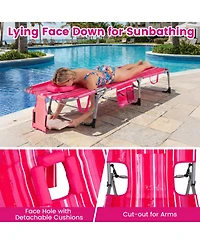 Gouun Tanning Chair with Face and Arm Holes Folding Outdoor Sunbathing Chair