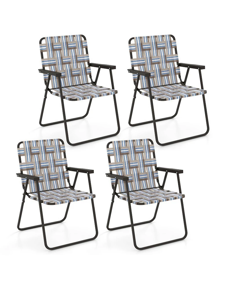 Gouun 4-Piece Folding Beach Chair Set Camping Lawn Webbing Outdoor Chair