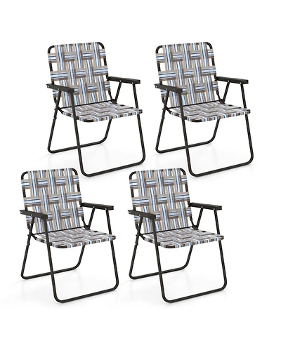 Gouun 4-Piece Folding Beach Chair Set Camping Lawn Webbing Outdoor Chair