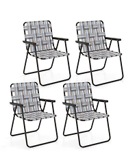 Gouun 4-Piece Folding Beach Chair Set Camping Lawn Webbing Outdoor Chair