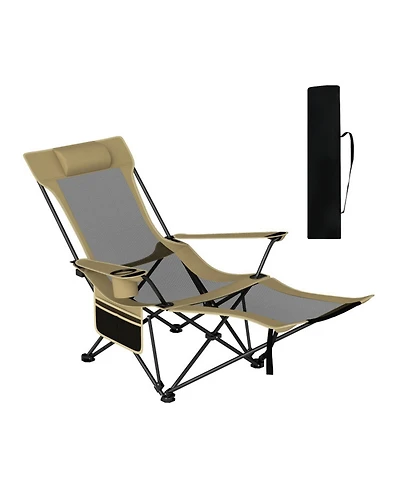 Gouun Reclining Camping Lounge Chair with Removable Footrest and Adjustable Back