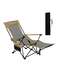 Gouun Reclining Camping Lounge Chair with Removable Footrest and Adjustable Back