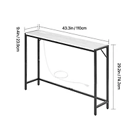 Sugift Marble Console Table Modern Narrow Long with Power Outlet for Hallway