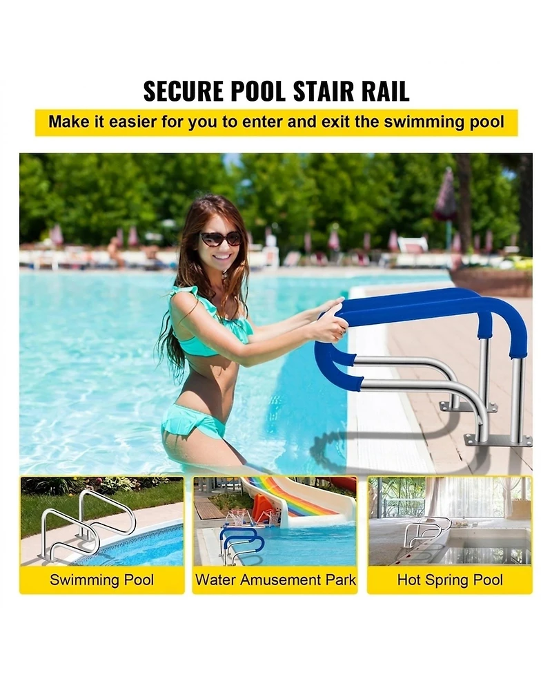 Sugift in Swimming Pool Handrail 304 Stainless Steel Stair Rail