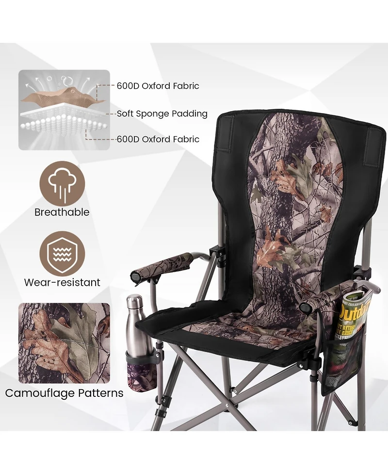Mecale Heavy-Duty Folding Camping Chair with Storage Covers, 400-lb Cap, 41-in Tall