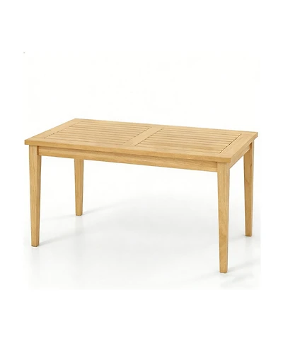 Clihome 20"x35.5" Outdoor Teak Wood Coffee Table with Slatted Top for Balcony