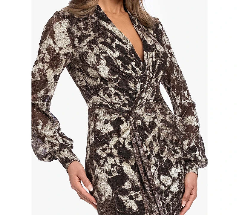 Betsy & Adam Plus V-Neck Gown
