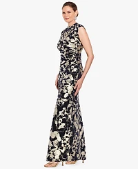 Betsy & Adam Petite Crinkle Detail Gown