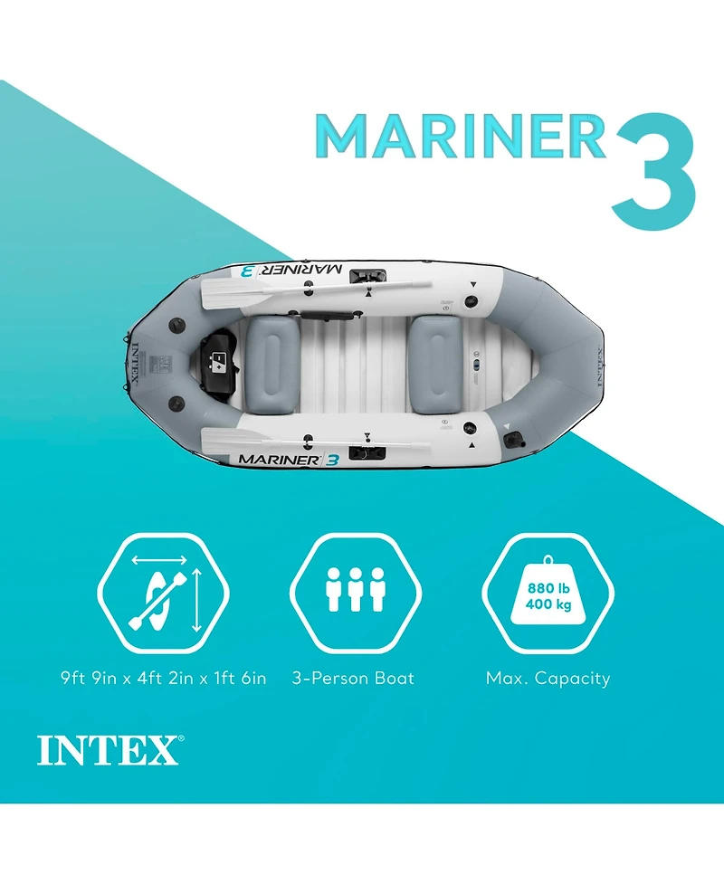 Intex 68373EP Mariner 3-Person Inflatable River/Lake Dinghy Boat and Oars Set