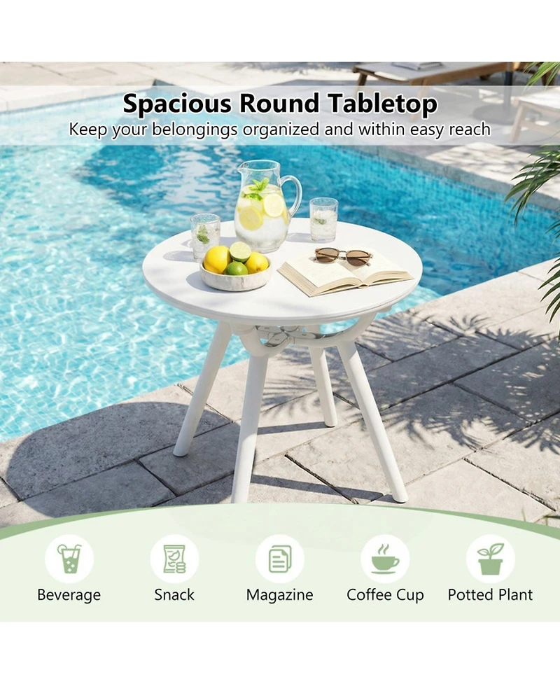 Gouun 20 In Circular Outdoor End Table Set of 2 Weather-Resistant Pp and Abs Build