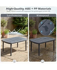 Gouun Rectangular Outdoor Patio Storage Side Coffee Table with Aluminum Alloy Rods