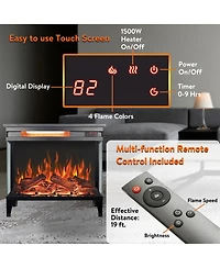 Clihome 24 inch Three Sided Glass Electric Fireplace Freestanding Heater