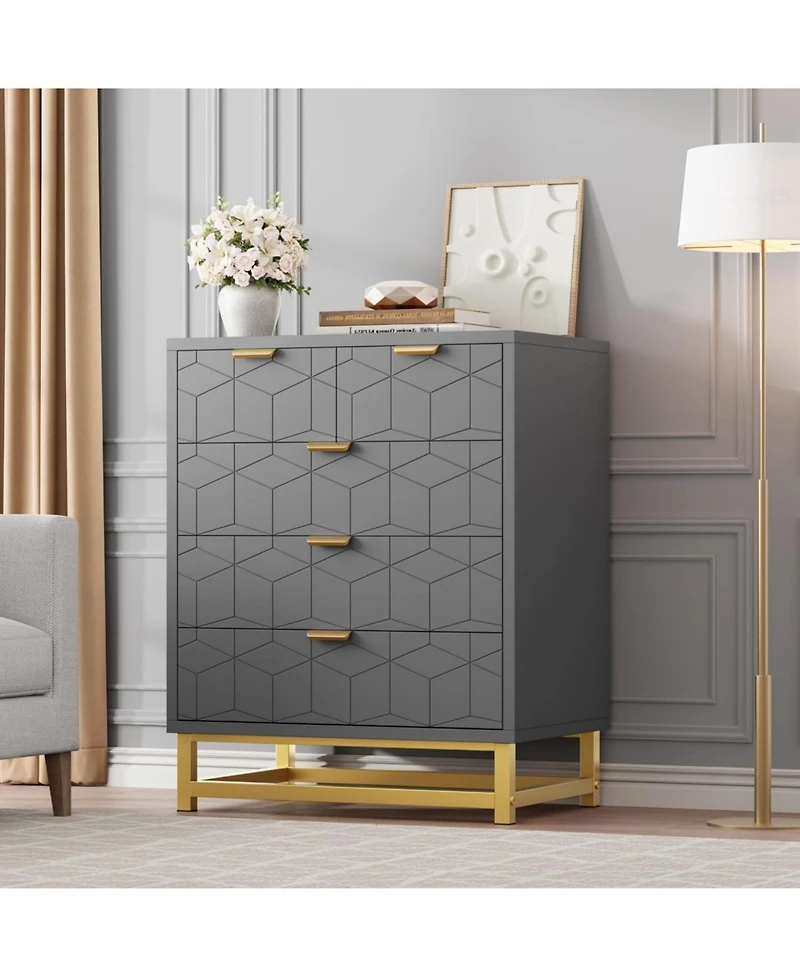 gaomon 5 Drawer Dresser for Bedroom, Chest of Drawers with Metal Base, Modern Cabinet Organizer Living Room, Hallway