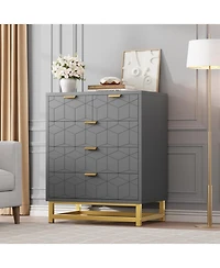 gaomon 5 Drawer Dresser for Bedroom, Chest of Drawers with Metal Base, Modern Cabinet Organizer Living Room, Hallway