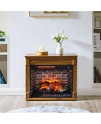 Clihome 28 inch Electric Fireplace Heaterand Fireplace Mantel With Removable Caster Wheel