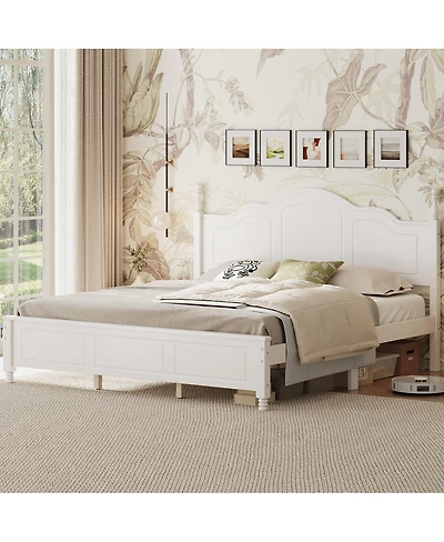 Streamdale Furniture King Size Retro Wave Platform Bed Frame with Wooden Slats