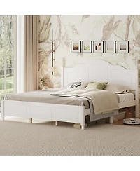Streamdale Furniture King Size Retro Wave Platform Bed Frame with Wooden Slats