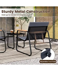 Yiortwo 3 Piece Outdoor Conversation Set with Cushioned Chairs and Glass Side Table