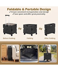 Mecale Foldable Utility Cart on 4 Rotating Wheels with Cup Holder, 75-l Capacity