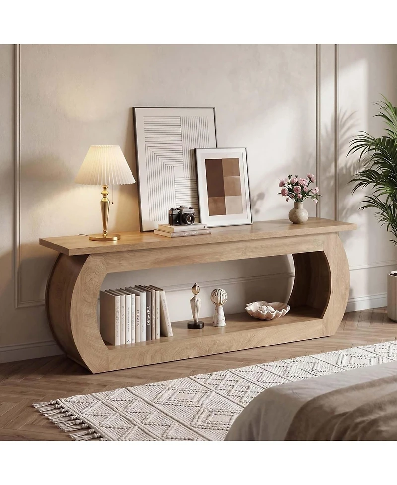 Tribesigns Tv Stand for 65 Inches, Wooden Entertainment Center with Storage, Farmhouse Media Tv Console Table