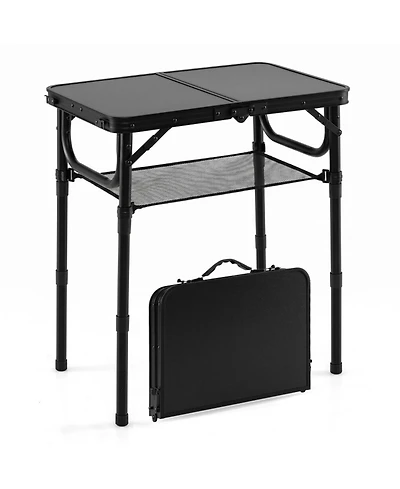 Sugift 3-Height Folding Camping Table with Large Storage Net and Handle