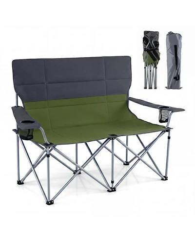 Sugift Double Camping Chair with Carry Bag and Cup Holders