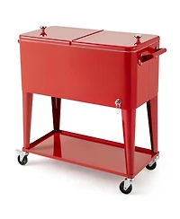 Sugift Portable Patio Cooler with Bottom Storage Shelf and Bottle Opener