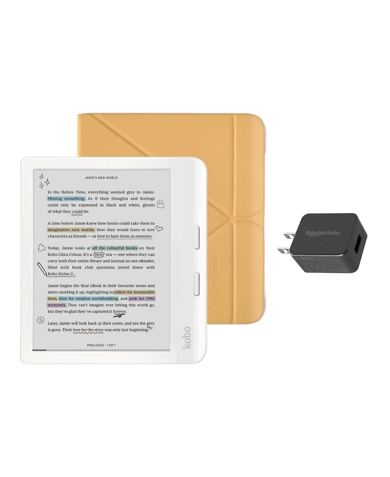 Kobo Libra Colour eReader with Butter SleepCover Case and Ac Bundle