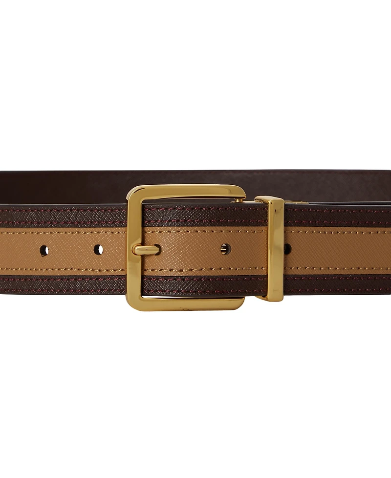 Lauren Ralph Two-Tone Reversible Crosshatch Leather Belt