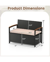 Sugift 46-Gallon Outdoor Storage Bench Deck Box Patio Furniture with Cushion