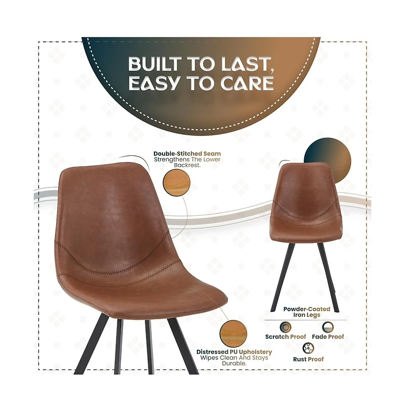 LeisureMod Markley Modern Leather Dining Chair With Metal Legs