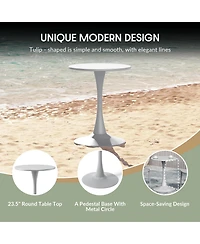 23.5" Round Outdoor Indoor Metal Cocktail Dining Table